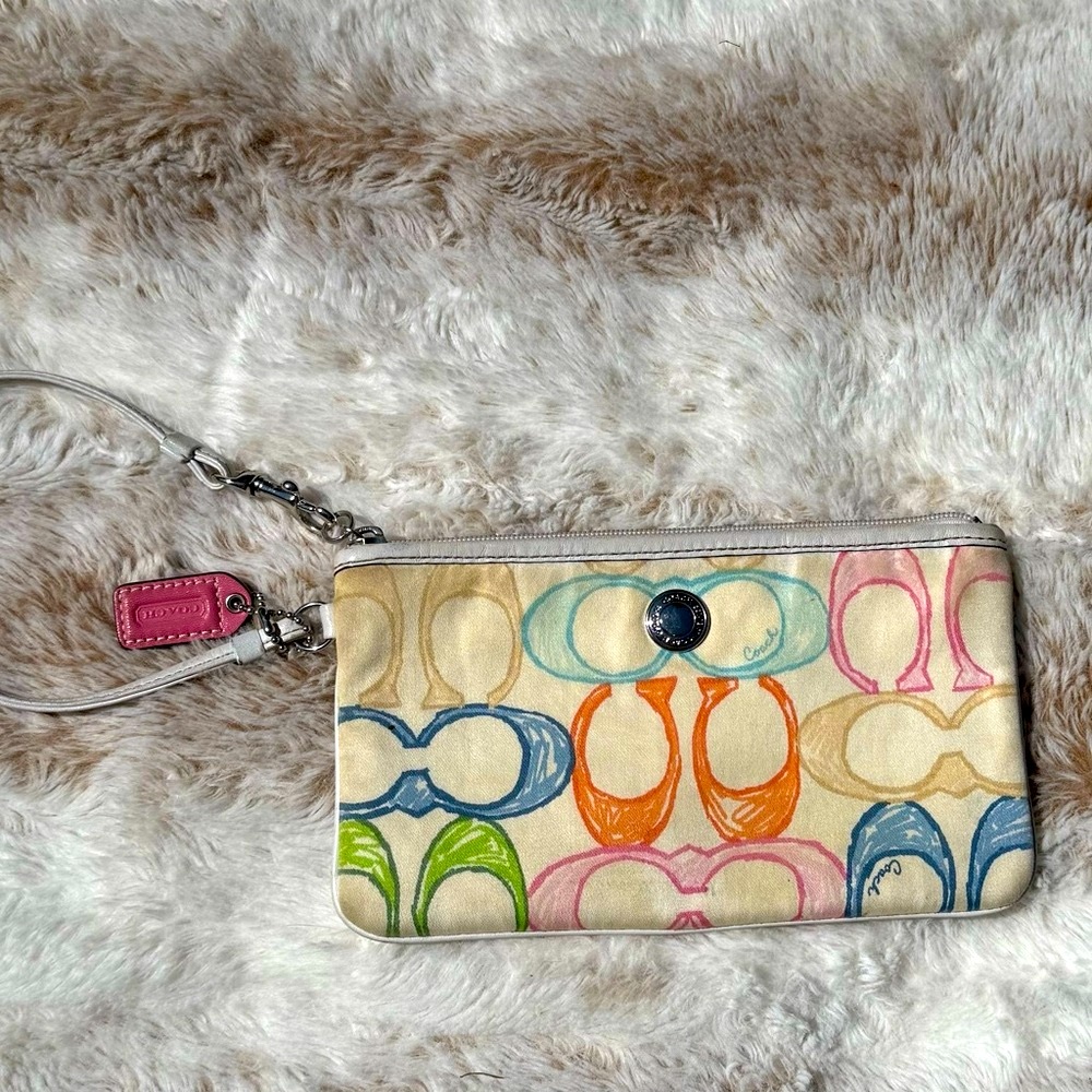 Coach Beige Textured Wristlet